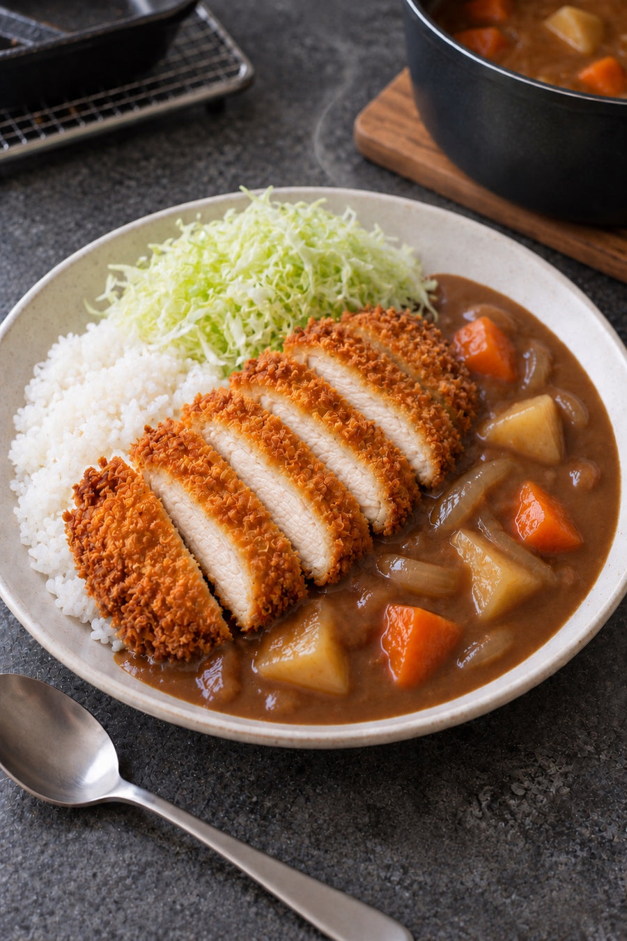 Chicken Katsu Curry, Japanese Home Style, step 8: Plate and serve