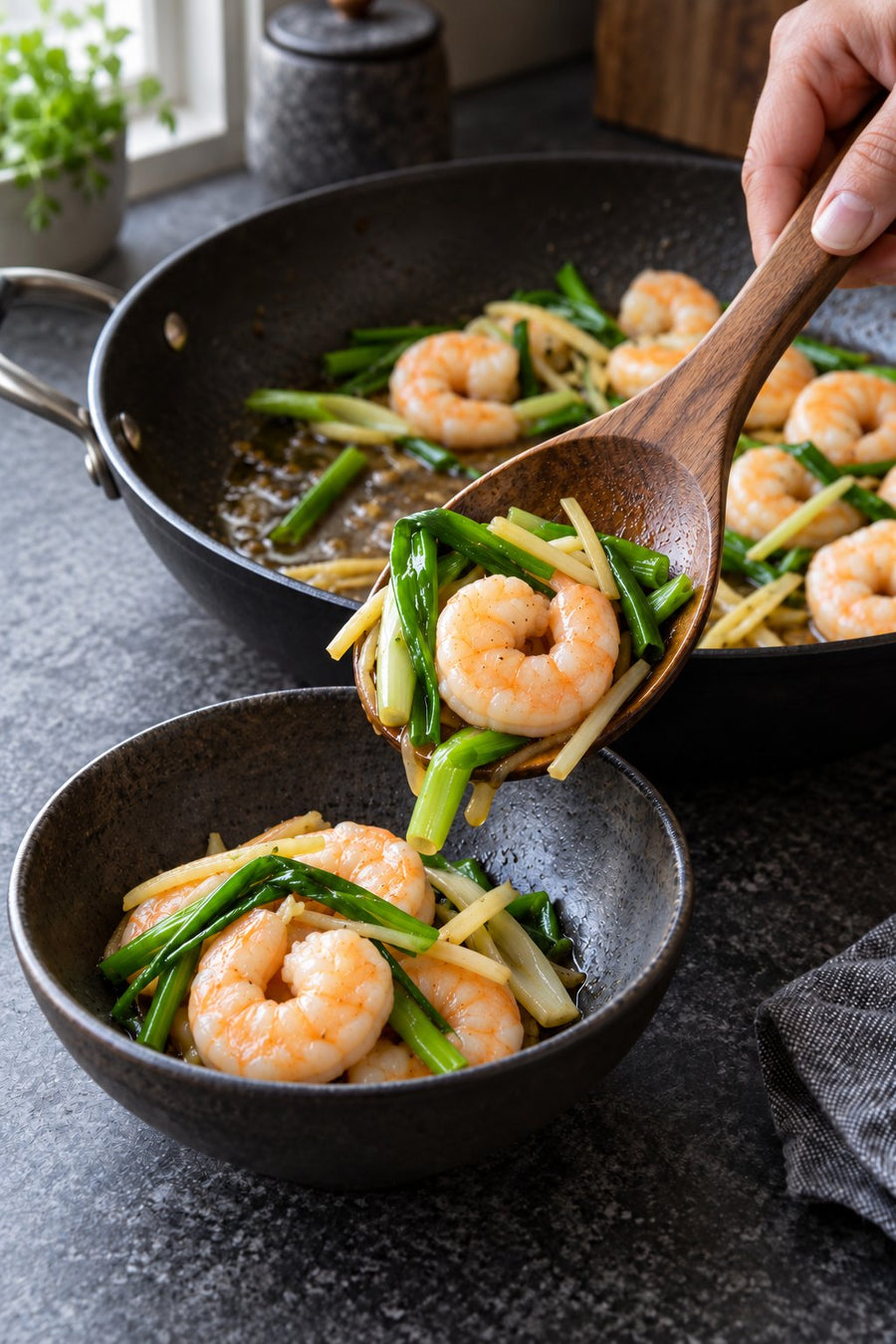 No-Water Steamed Prawns with Ginger (No Added Oil), step 7: Lift out promptly