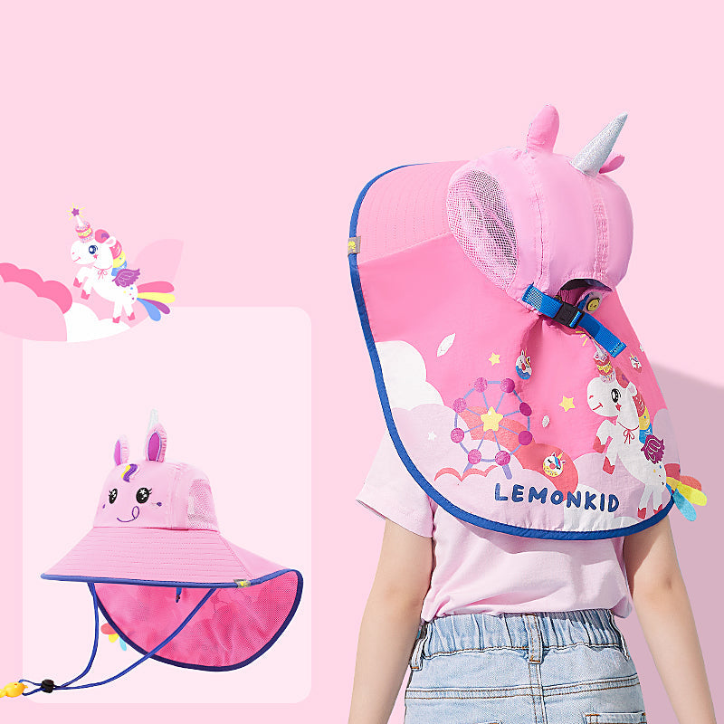 Mũ Chống Nắng Trẻ Em Lemonkid Unicorn 3D Cỡ S – Vành Rộng, Còi An Toàn
