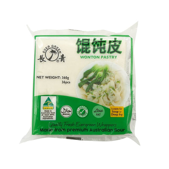 Vỏ Hoành Thánh Ever Green 360 g (36 miếng) – vỏ tươi chiên & nấu súp