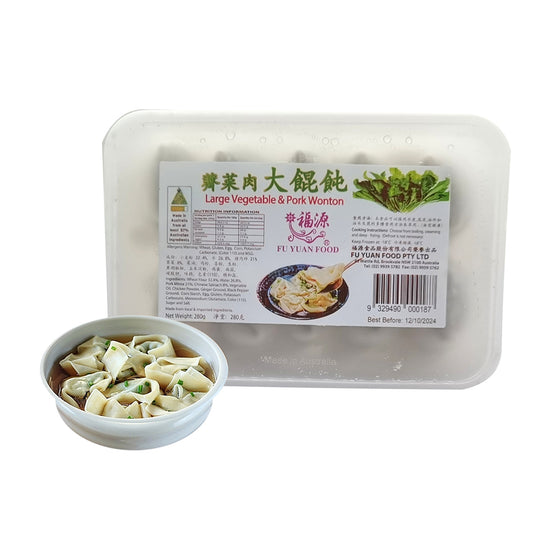 Hoành Thánh Lớn Fu Yuan Nhân Thịt Heo & Hẹ 280 g – hoành thánh đông lạnh tiện lợi