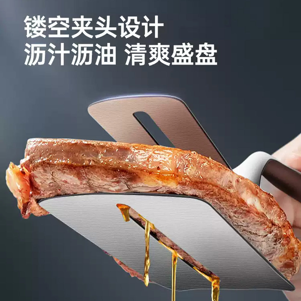 Cooker-King-304-Stainless-Steel-Steak-Tongs-(Large)-–-Wide-Slotted-Turner-Clamp-for-BBQ-&-Grill-1