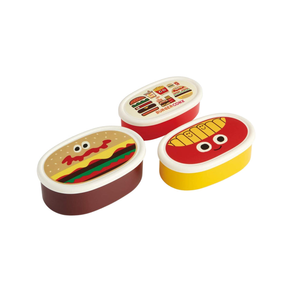 Skater-Antibacterial-Sealed-Bento-Lunch-Box-Set-–-Burger-Theme,-3-Pieces-1