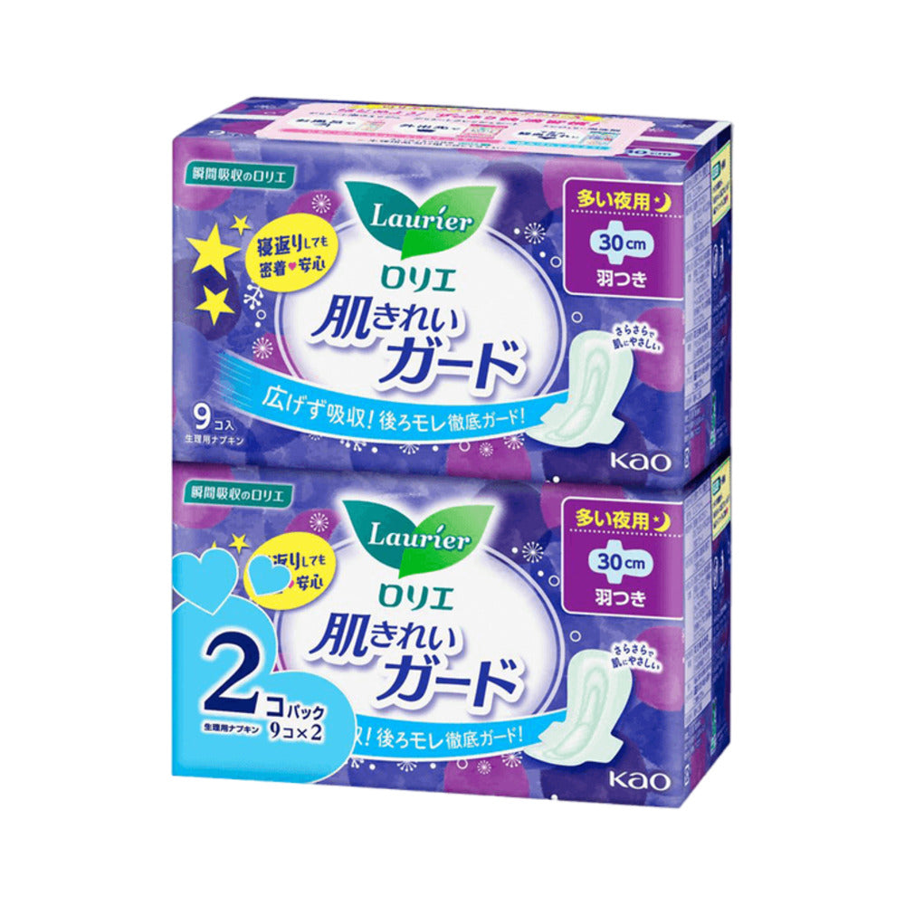 Kao-Laurier-Cotton-Soft-Quick-Absorb-Night-Pads-with-Wings-30cm,-18-Pads-x-2-Packs-1