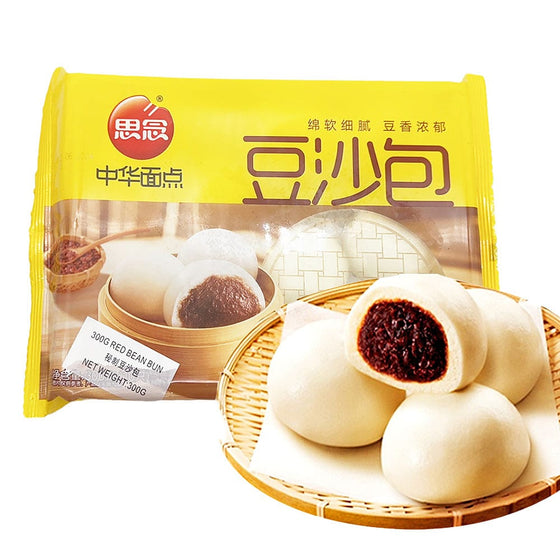 Synear Frozen Red Bean Buns – 10 Pieces, 300g - Chinese Sweet Red Bean Steamed Buns (Dou Sha Bao)