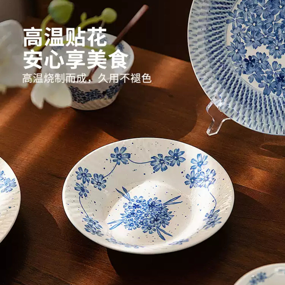 Modern-Housewife-Blue-Blossom-7.5"-Porcelain-Conical-Soup-Plate-–-Japanese-Style-Deep-Dish-1