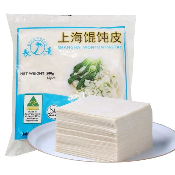 Vỏ Hoành Thánh Thượng Hải Evergreen 500 g – vỏ mỏng dai gói hoành thánh nhanh gọn
