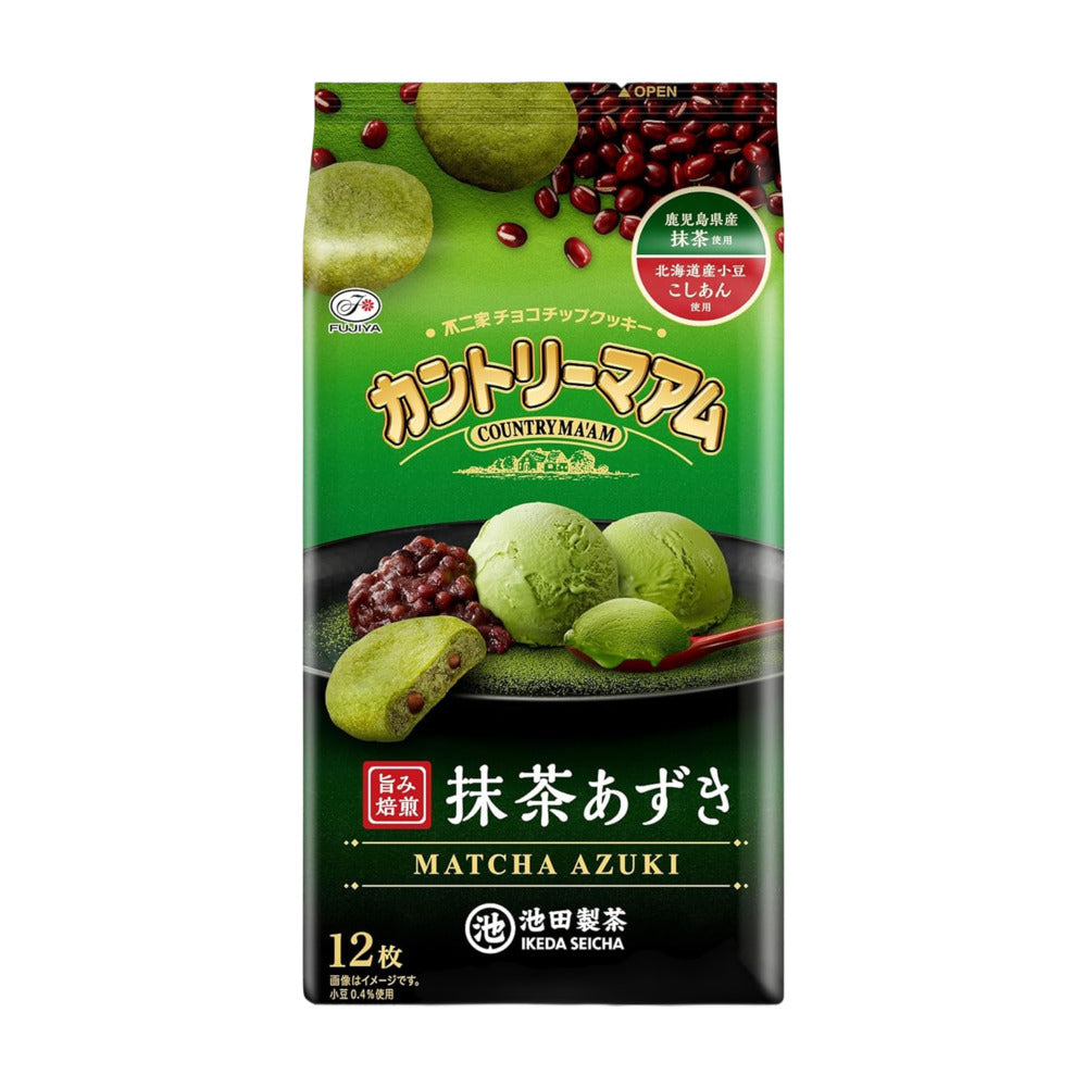 Fujiya-Country-Ma'am-Matcha-Azuki-Cookies-–-Limited-Ikeda-Kagoshima-Edition,-12-Pieces---Soft-Japanese-Green-Tea-&-Red-Bean-Chocolate-Chip-Cookies-1