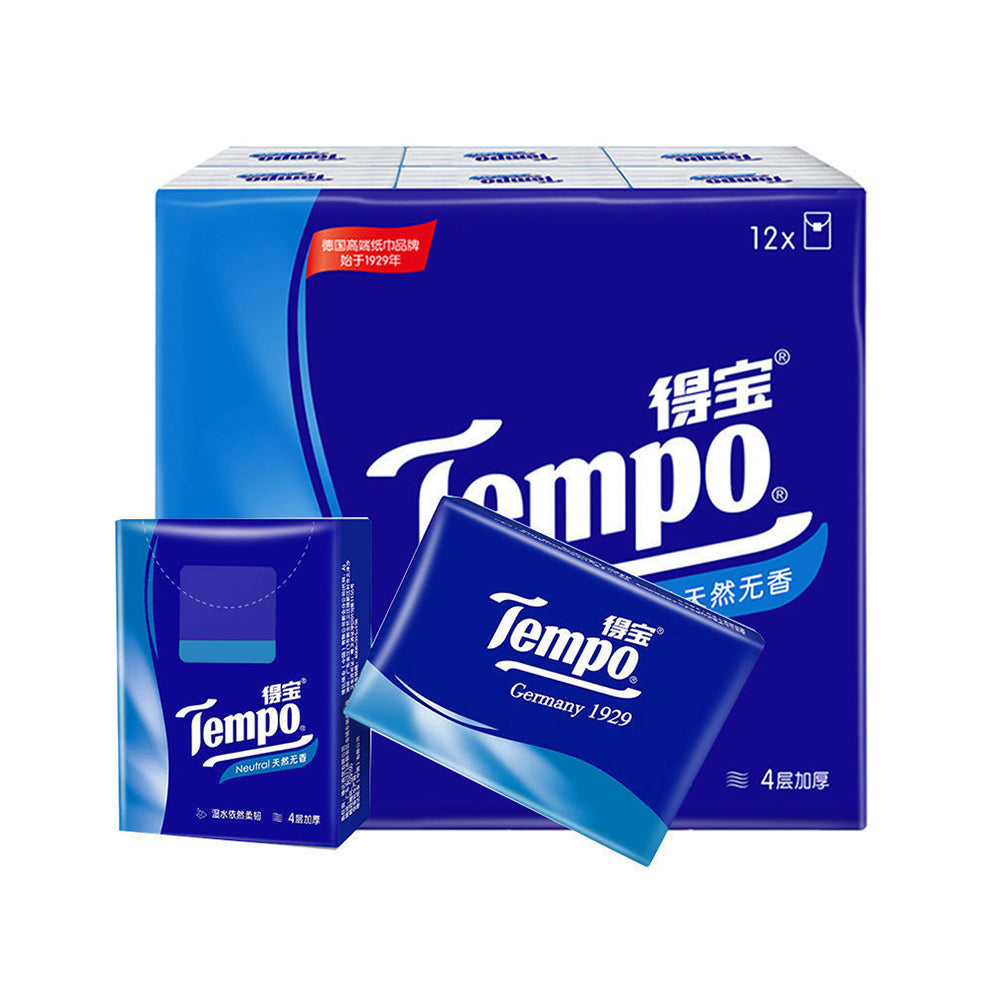Tempo-Mini-Handkerchief-Tissues,-Unscented-Natural,-7-Sheets-per-Pack,-12-Packs-1