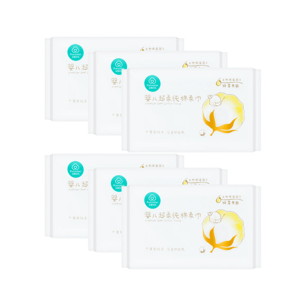 purcotton-baby-ultra-soft-pure-cotton-tissues-80-sheets-x-6-packs-dry-cotton-wipes-for-newborns-sensitive-skin-1