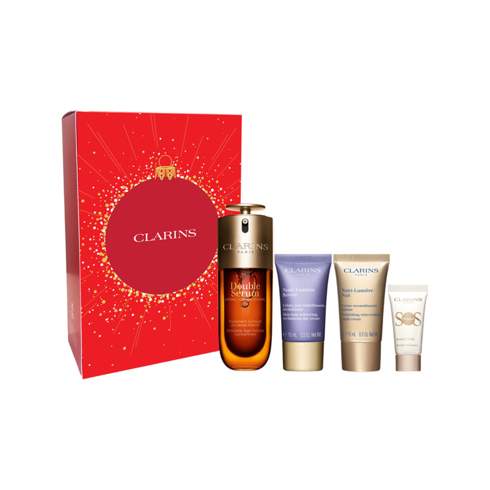 Clarins-2025-Christmas-Gift-Set:-Double-Serum-(9th-Gen)-&-Nutri‑Lumière-Day-&-Night-Creams-+-SOS-Primer-–-4‑Piece-Set-1