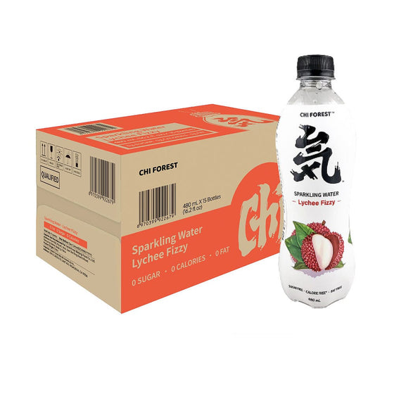 Nước khoáng có ga vị vải Genki Forest 480 ml × 15 chai – giải khát 0 đường, 0 calo