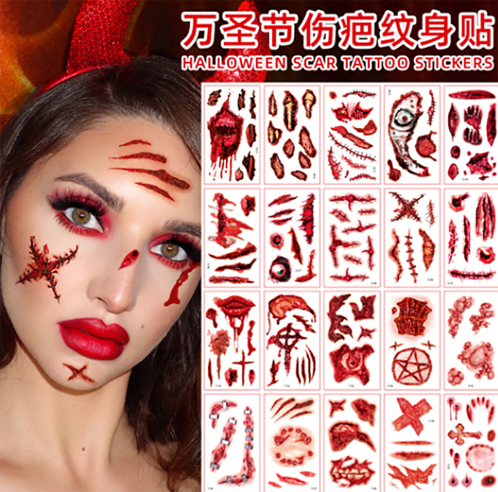Halloween-Realistic-Scar-Tattoo-Stickers---Style-A,-10-Sheets-X3-1