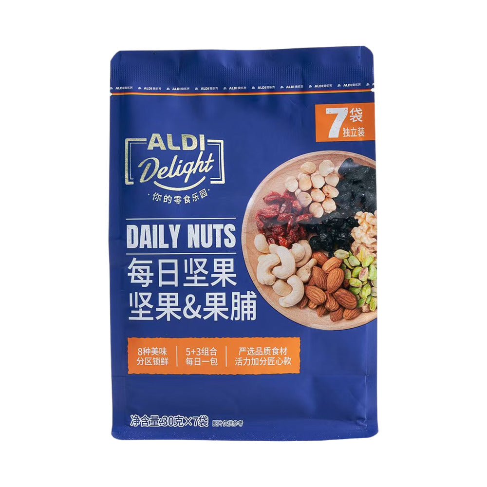 Aldi-Delight-Daily-Nuts-30g-x-7-Sachets---Mixed-Nuts-&-Dried-Fruit-–-Limited-Import-1