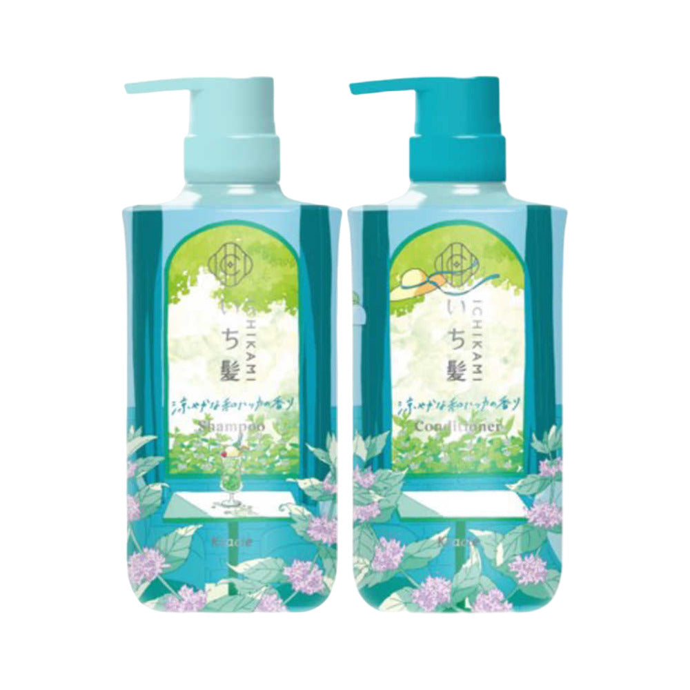 Kracie-Ichikami-Cooling-Mint-Shampoo-&-Conditioner-Set-(Summer-Limited)-480ml-x-2-1