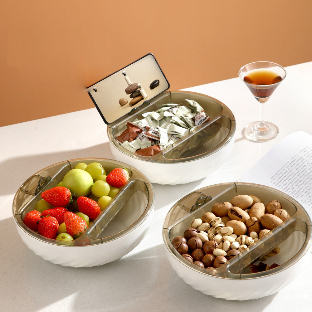 Khay đựng trái cây 2 tầng FaSoLa trắng 1 chiếc – khay xoay bảo quản hạt & kẹo
