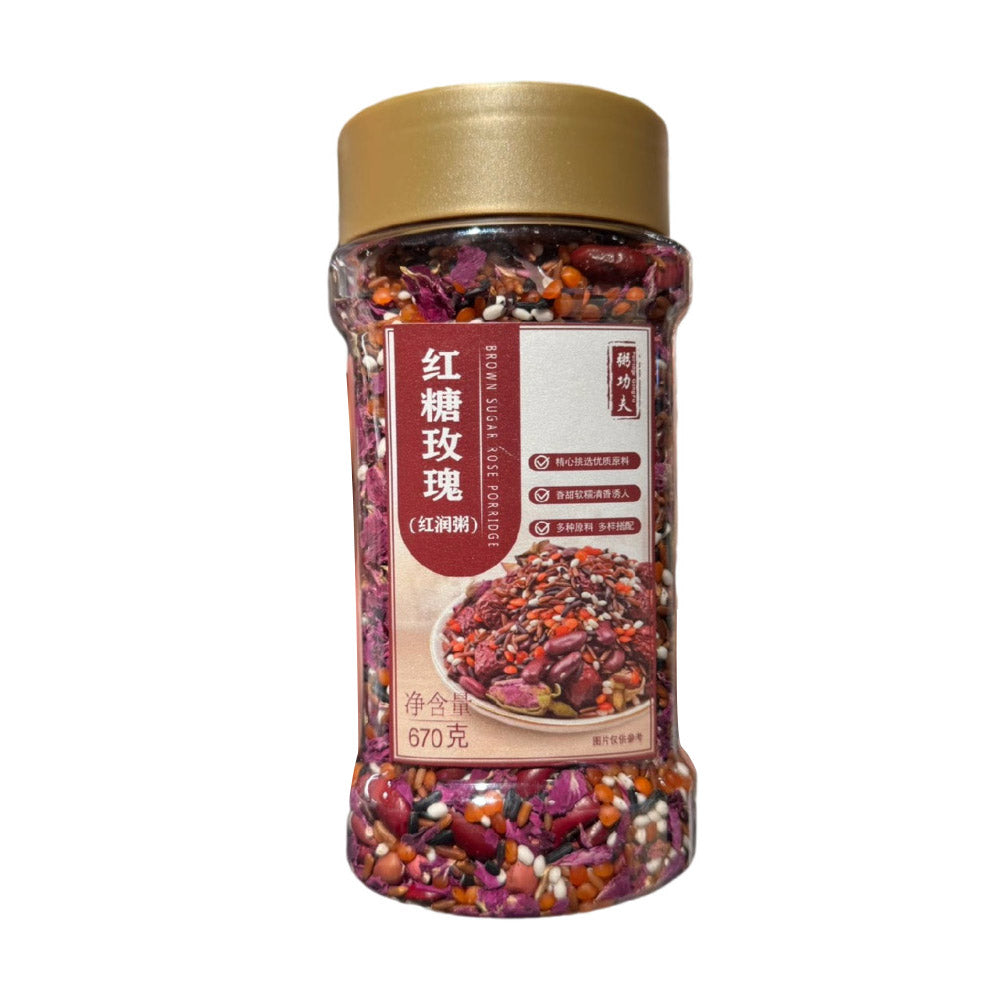 Zhou-Gongfu-Brown-Sugar-Rose-Porridge-Mix-670g---Multi-Grain-Congee-Mix-with-Rose-Petals-–-Limited-Import-1