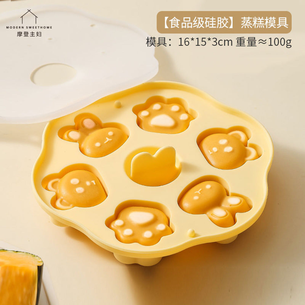 Modern-Sweethome-Food-Grade-Silicone-Steamed-Cake-Mold-–-Cute-Animal-Shapes,-16-×-15-×-3-cm-1