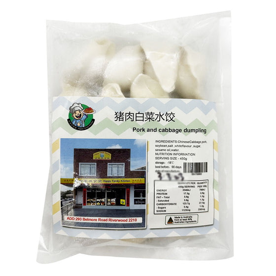 Há Cảo Thịt Heo & Cải Bắp Happy Family Kitchen 15 chiếc – đông lạnh tiện chế biến