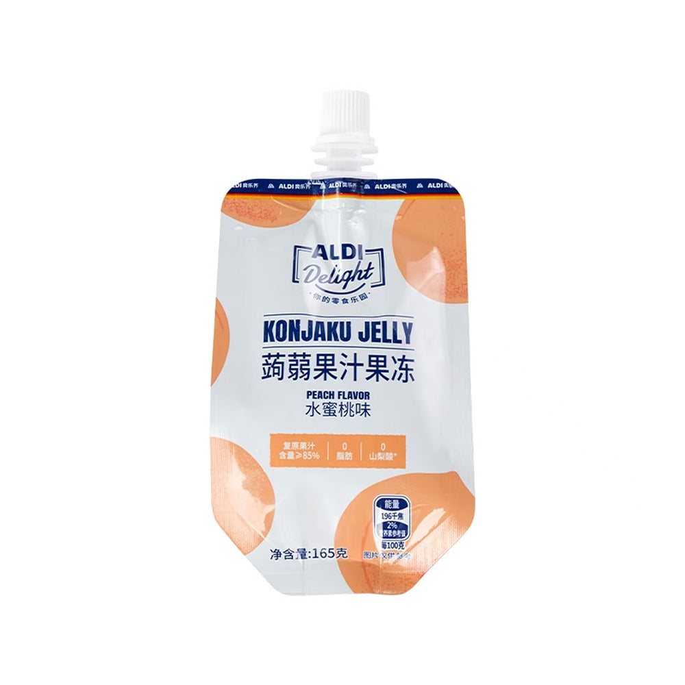 ALDI-Delight-Peach-Konjac-Jelly-165g-–-Low-Calorie-Konnyaku-Snack-Pouch,-Limited-Import-1