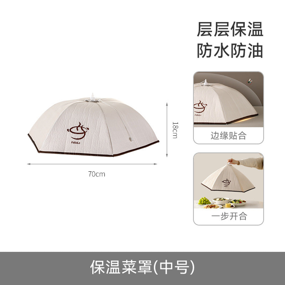 FaSoLa-Insulated-Food-Cover-(Beige,-Medium)---Pop-Up-Food-Tent-Dome-1
