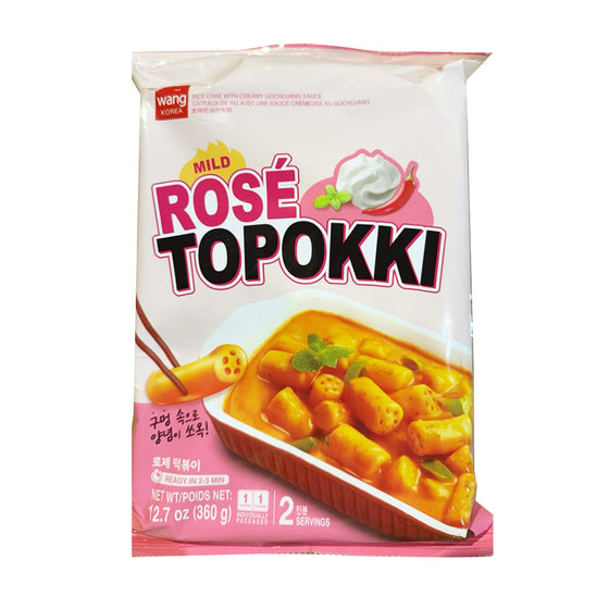 Wang Mild Rosé Topokki 360g – Korean Stir-Fried Rice Cakes in Creamy Gochujang Sauce