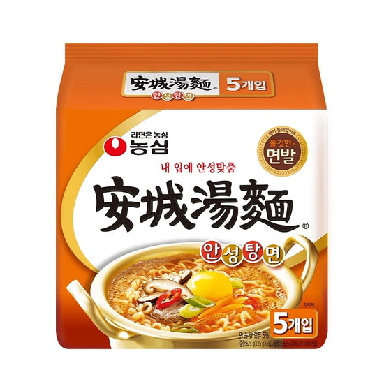 Mì Nongshim Ansung Tangmyun 125 g × 5 gói – mì nước Hàn Quốc thanh ngọt