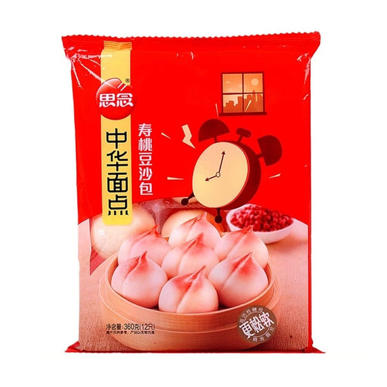 Bánh Bao Hình Đào Nhân Đậu Đỏ Sinian 360 g – bánh bao đông lạnh tiện dụng