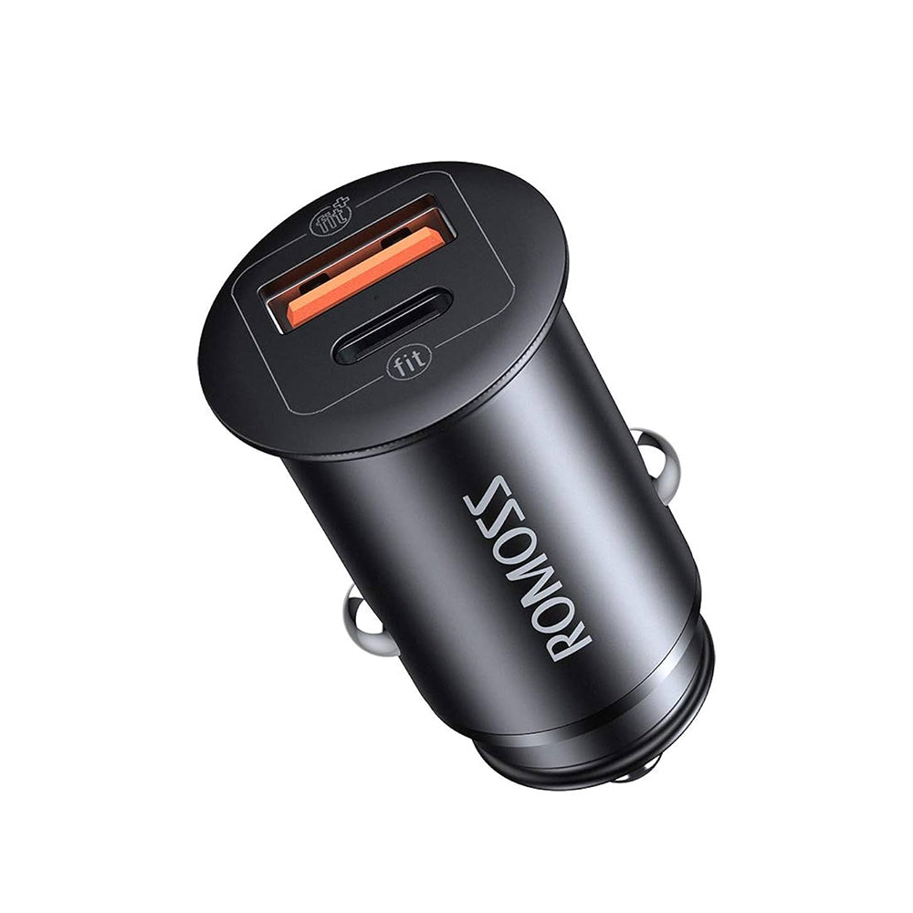 Romoss-USB-and-Type-C-Port-Fast-Charge-3.0-PD-Car-Adapter-30W-1