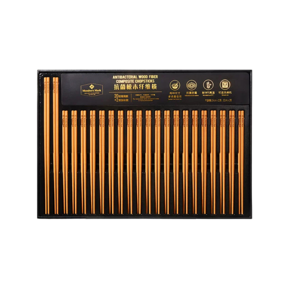 Member’s-Mark-Antibacterial-Pine-Wood-Fiber-Chopsticks,-Dishwasher-Safe-–-22-Pairs-(20-+-2-Bonus)---Reusable-Chopsticks-1