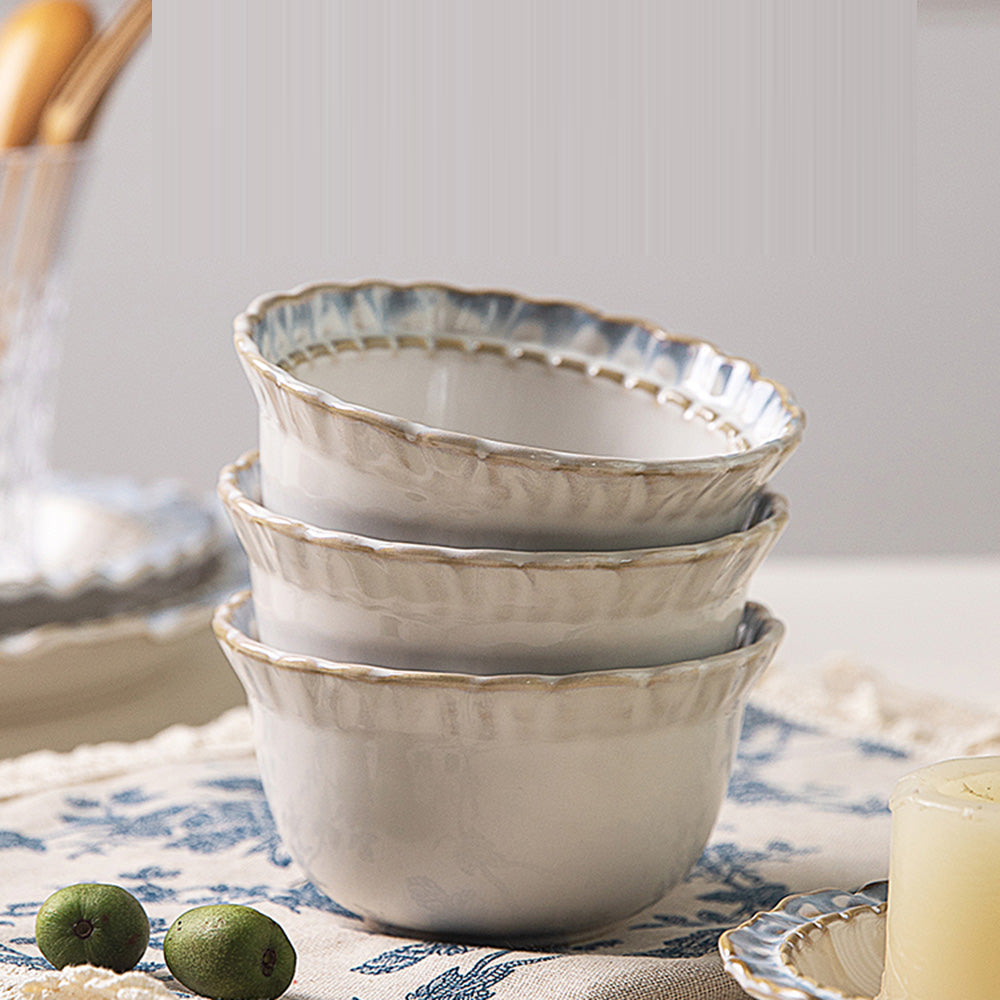 Modern SweetHome Smoky Blue Lace Rice Bowl - 4.75 Inches