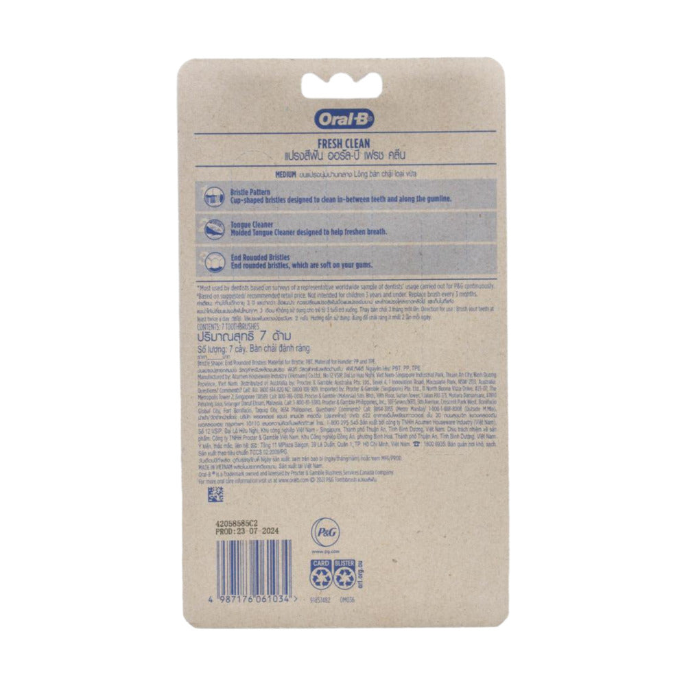 Oral-B Fresh Clean Medium Toothbrushes - 7 Pack – Umall - Australia's ...