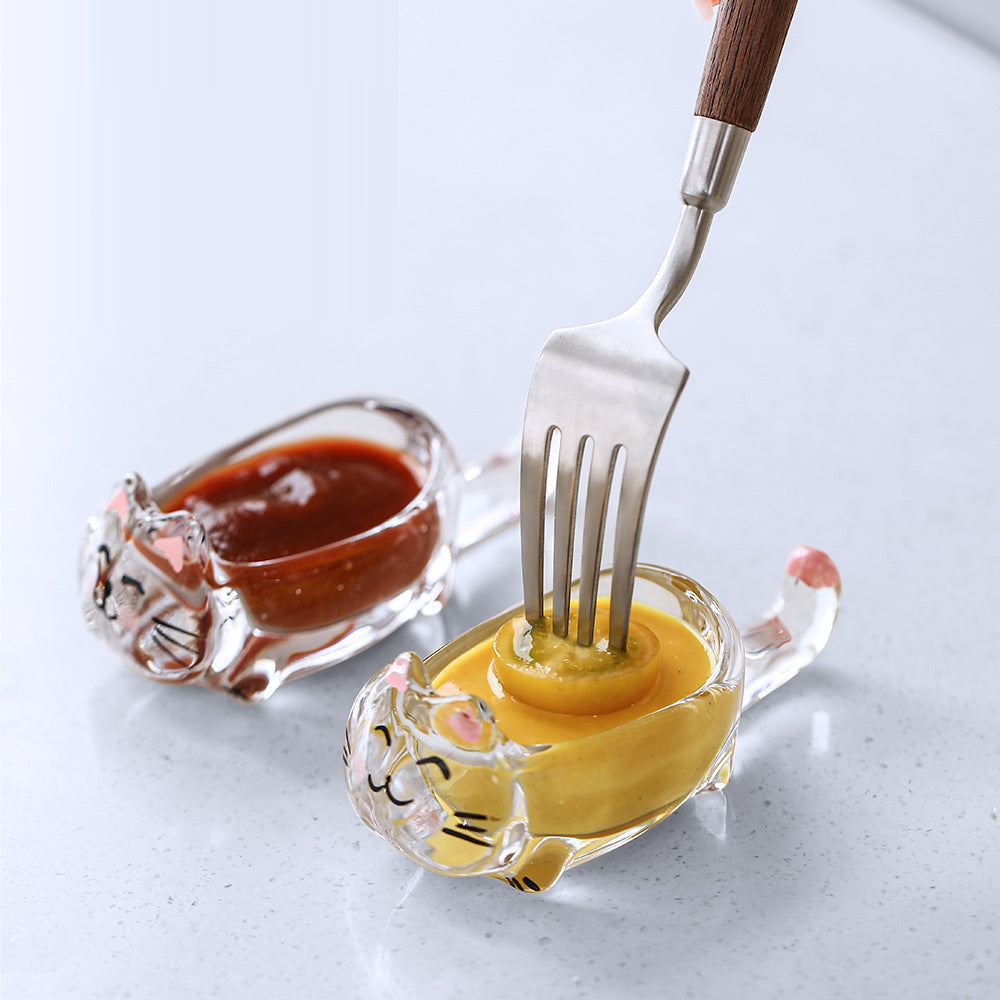 Chén Nước Chấm Hình Mèo FaSoLa 1 chiếc – chén đựng gia vị thủy tinh dễ thương