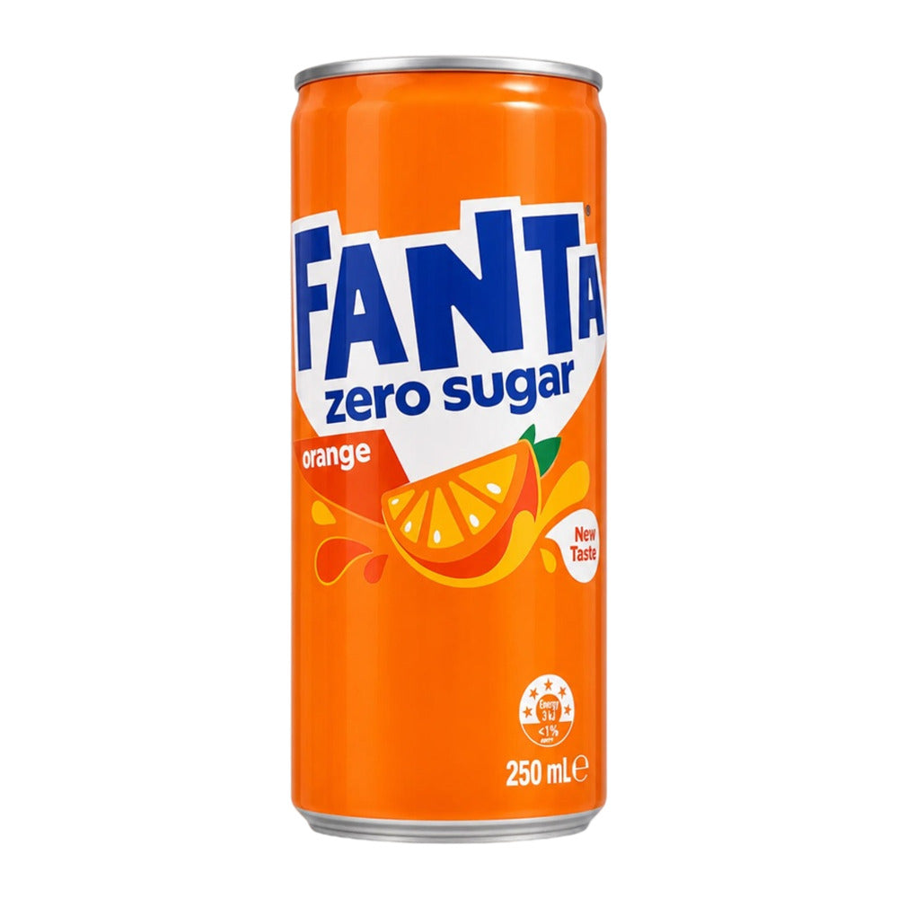 Fanta Zero Sugar Orange Mini Cans 250mL x 24 - Sugar Free Orange Soft ...