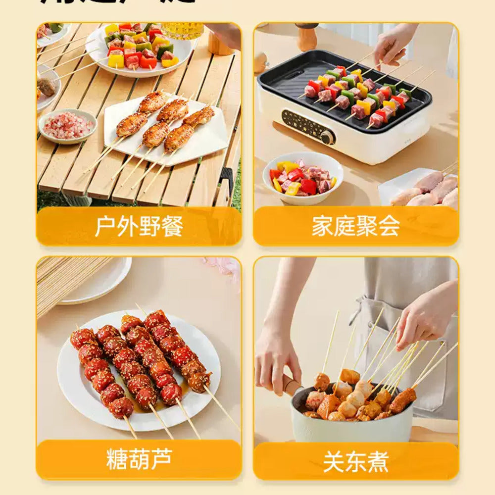 Cooker-King-Bamboo-BBQ-Skewers-–-100-Pieces---Natural-Polished-Disposable-Bamboo-Sticks-for-Grilling,-Kebabs-&-Party-Appetisers-2