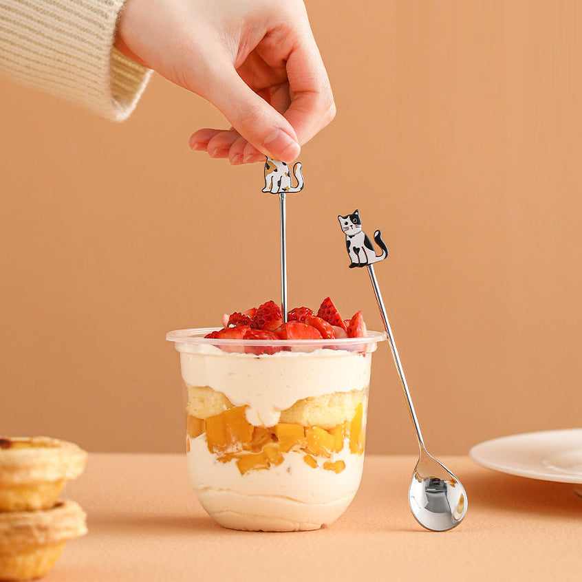 Muỗng FaSoLa hình mèo đen trắng 1 chiếc – muỗng khuấy cà phê & trang trí bàn ăn