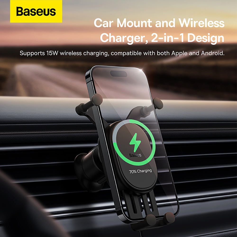 Baseus-Stable-Gravitational-Wireless-Charging-Car-Mount-Pro-15W-(Air-Outlet-Version)---Black-1