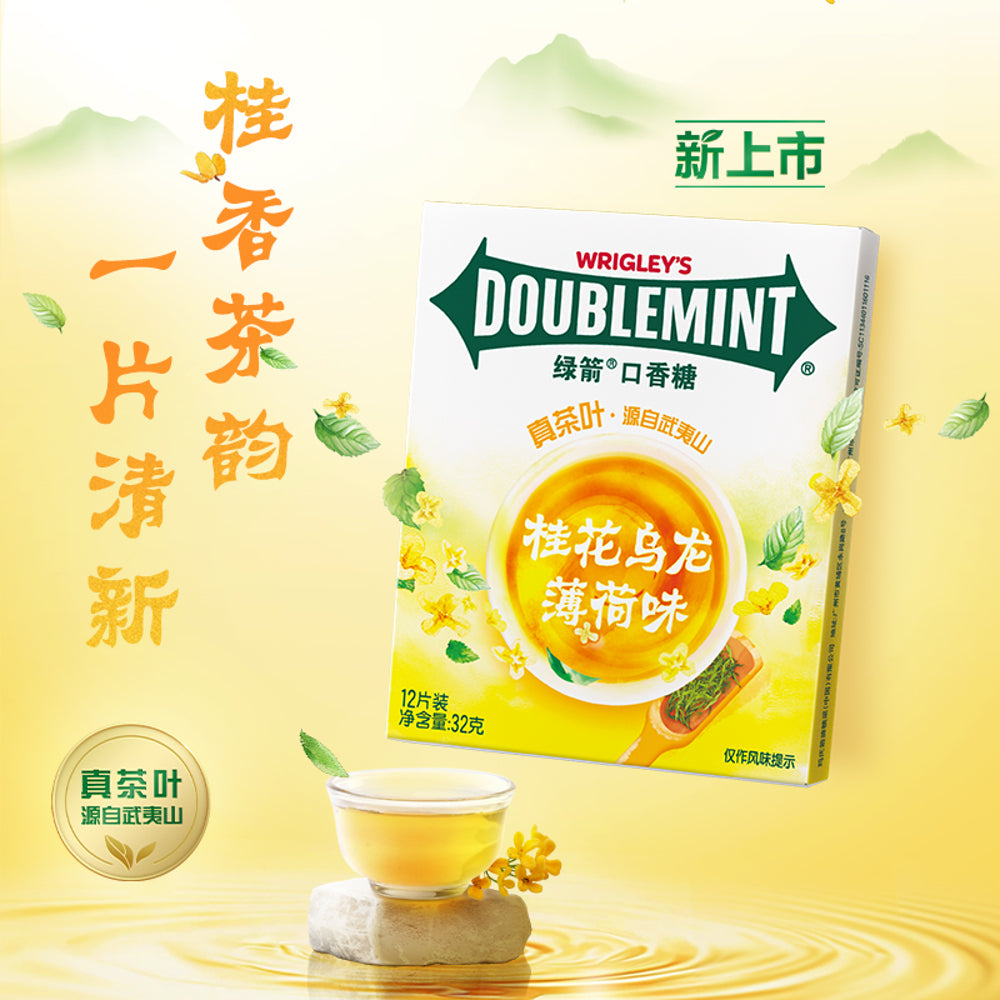 Wrigley's-Doublemint-Chewing-Gum-–-Osmanthus-Oolong-Mint-Flavor,-32g-(12-Pieces)-2