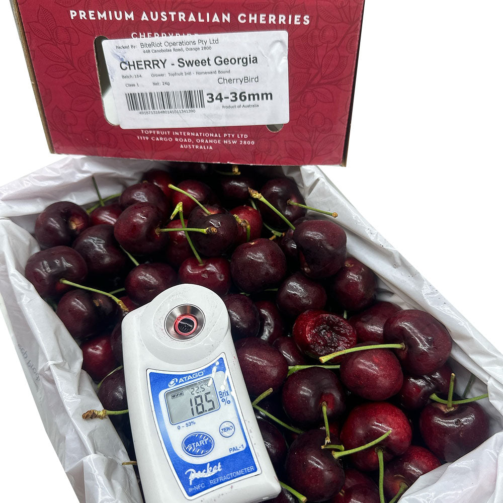 BiteRiot Sweet Georgia Cherries 34–36mm Gift Box 2kg - Premium Austral ...