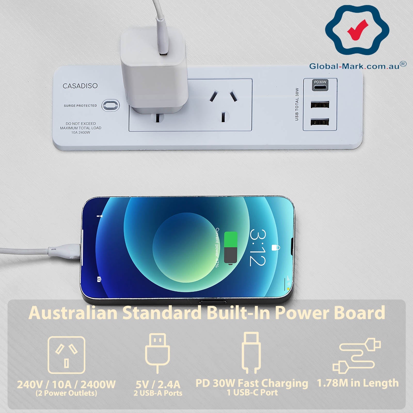 Bàn góc hình L Casadiso 1 chiếc – bàn gaming tích hợp ổ điện & cổng USB