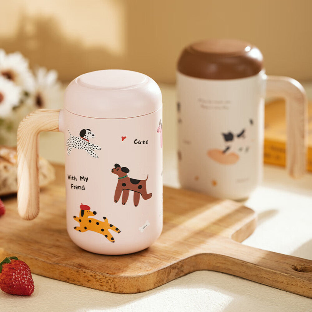 Modern-Housewife-Happy-Puppy-Tea-Separation-316-Stainless-Steel-Insulated-Mug---Beige,-460ml-1