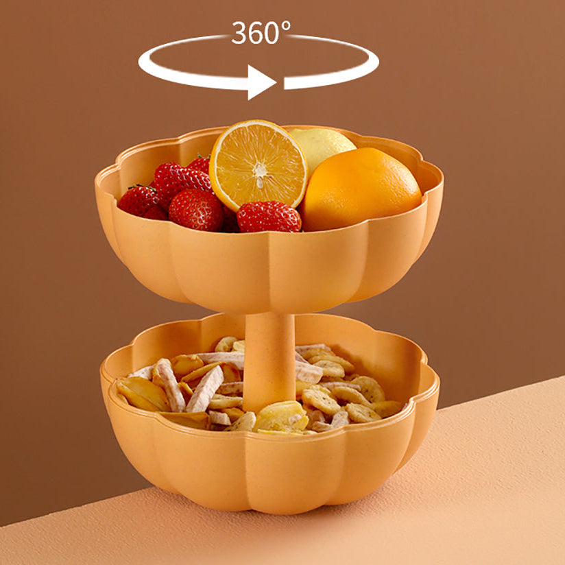 Khay Đựng Bánh Kẹo Hình Bí Ngô FaSoLa 2 tầng – khay nhựa tiệc trà