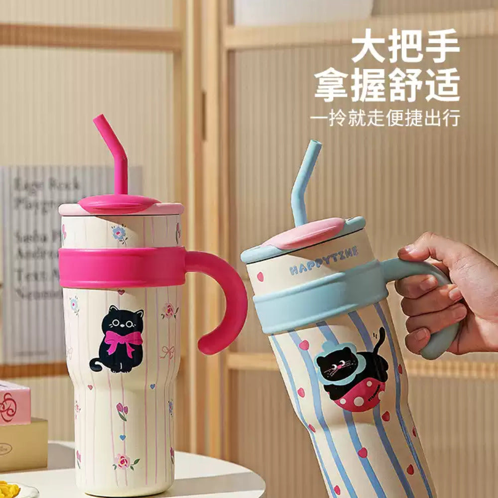 Modern-Housewife-304-Stainless-Steel-Insulated-Tumbler---Wiggling-Cat-Design,-1200ml-1