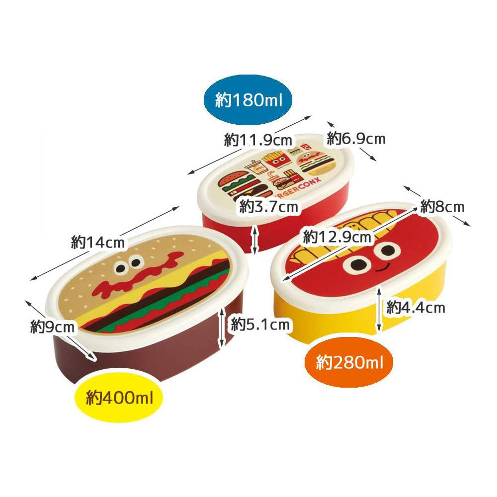 Skater-Antibacterial-Sealed-Bento-Lunch-Box-Set-–-Burger-Theme,-3-Pieces-3