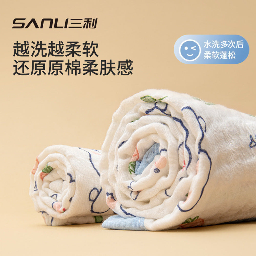 Sanli-6-Layer-Cotton-Muslin-Baby-Washcloth-–-Little-Cars-Print,-30-x-30-cm-(29-g)-3