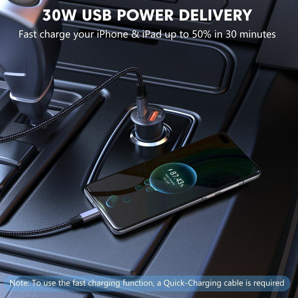 Romoss-USB-and-Type-C-Port-Fast-Charge-3.0-PD-Car-Adapter-30W-1