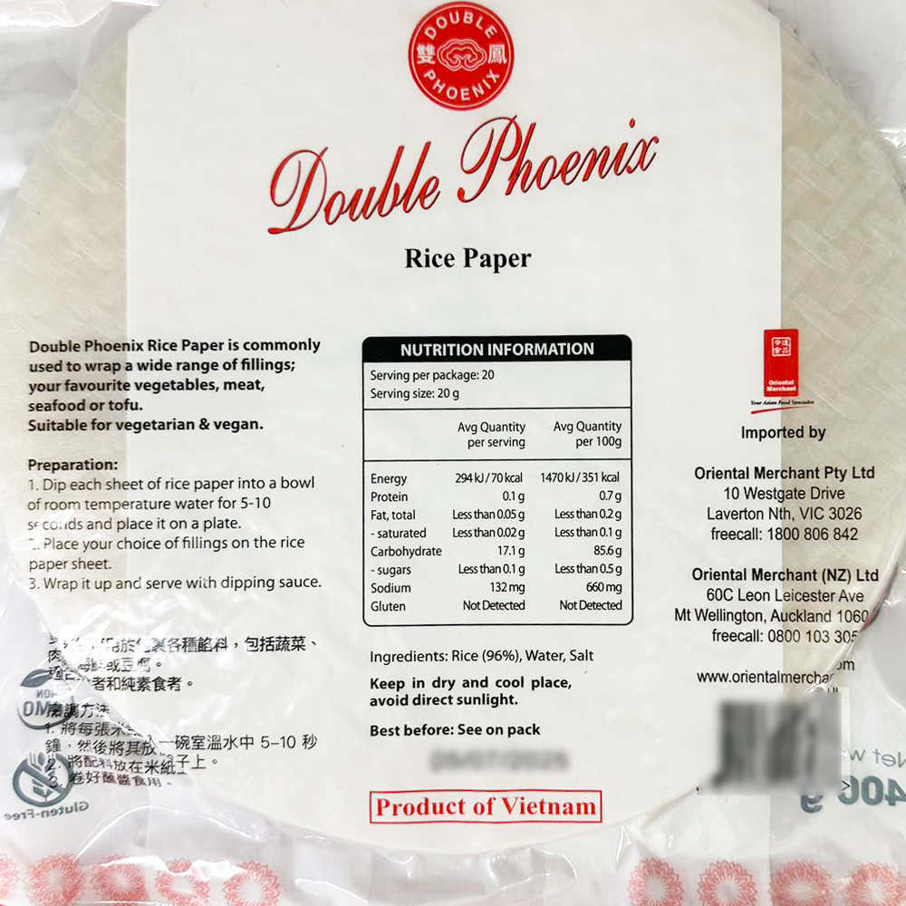 Double Phoenix Rice Double Phoenix Premium Rice Paper - 22cm, 400g – Umall - Australia's ...