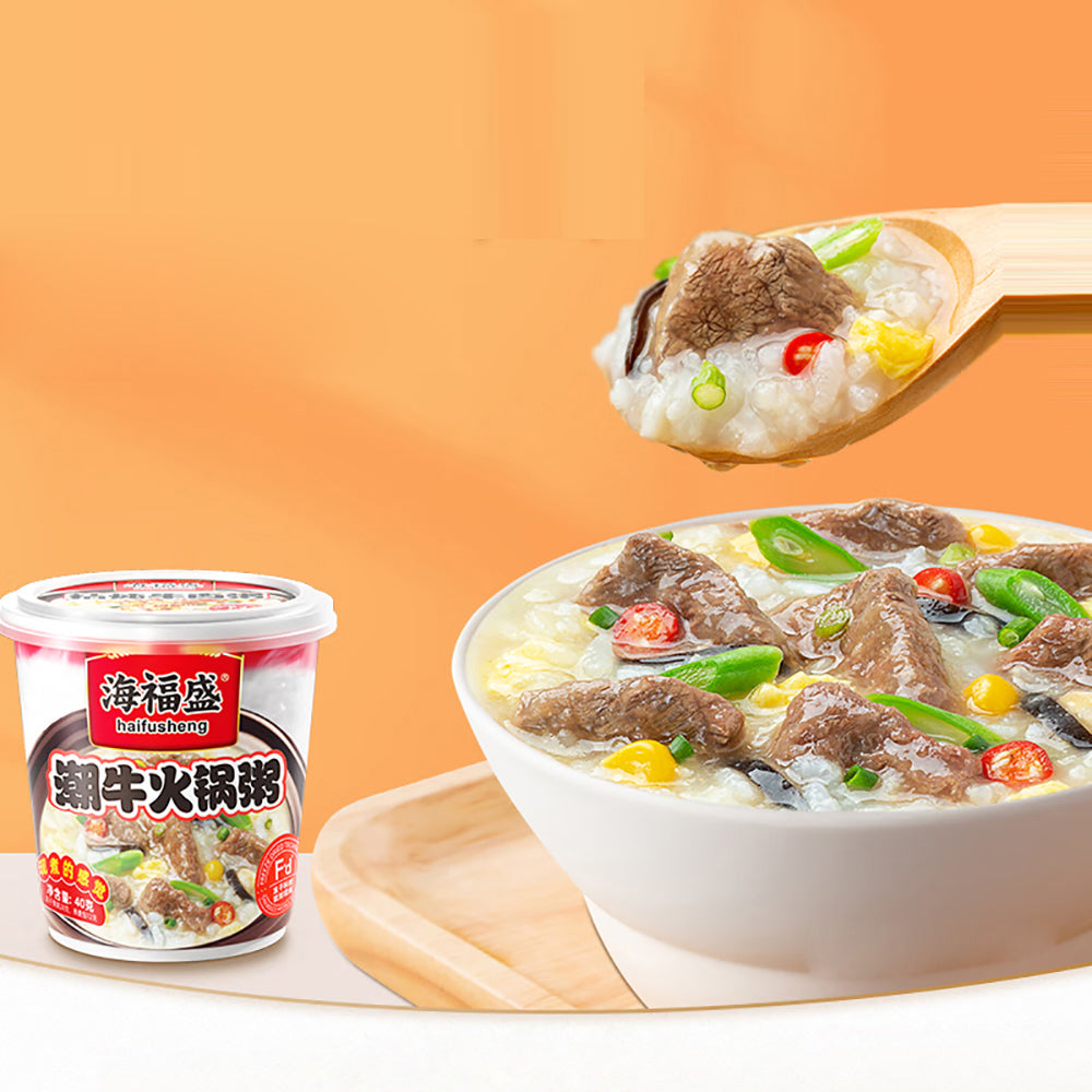 Cháo Lẩu Bò Triều Châu Haifusheng 40 g – cháo ăn liền vị bò đậm đà