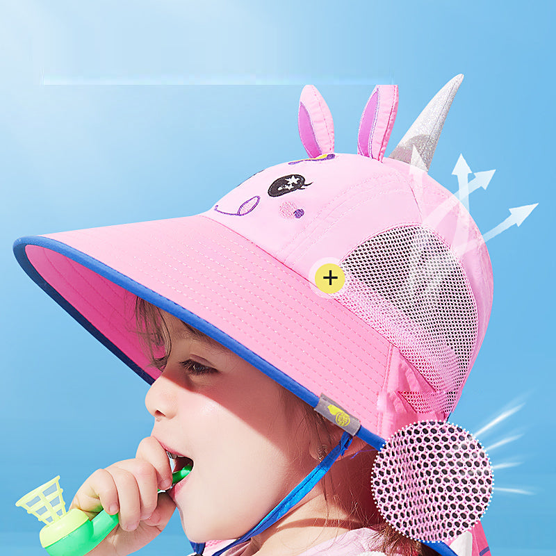 Mũ Chống Nắng Trẻ Em Lemonkid Unicorn 3D Cỡ S – Vành Rộng, Còi An Toàn