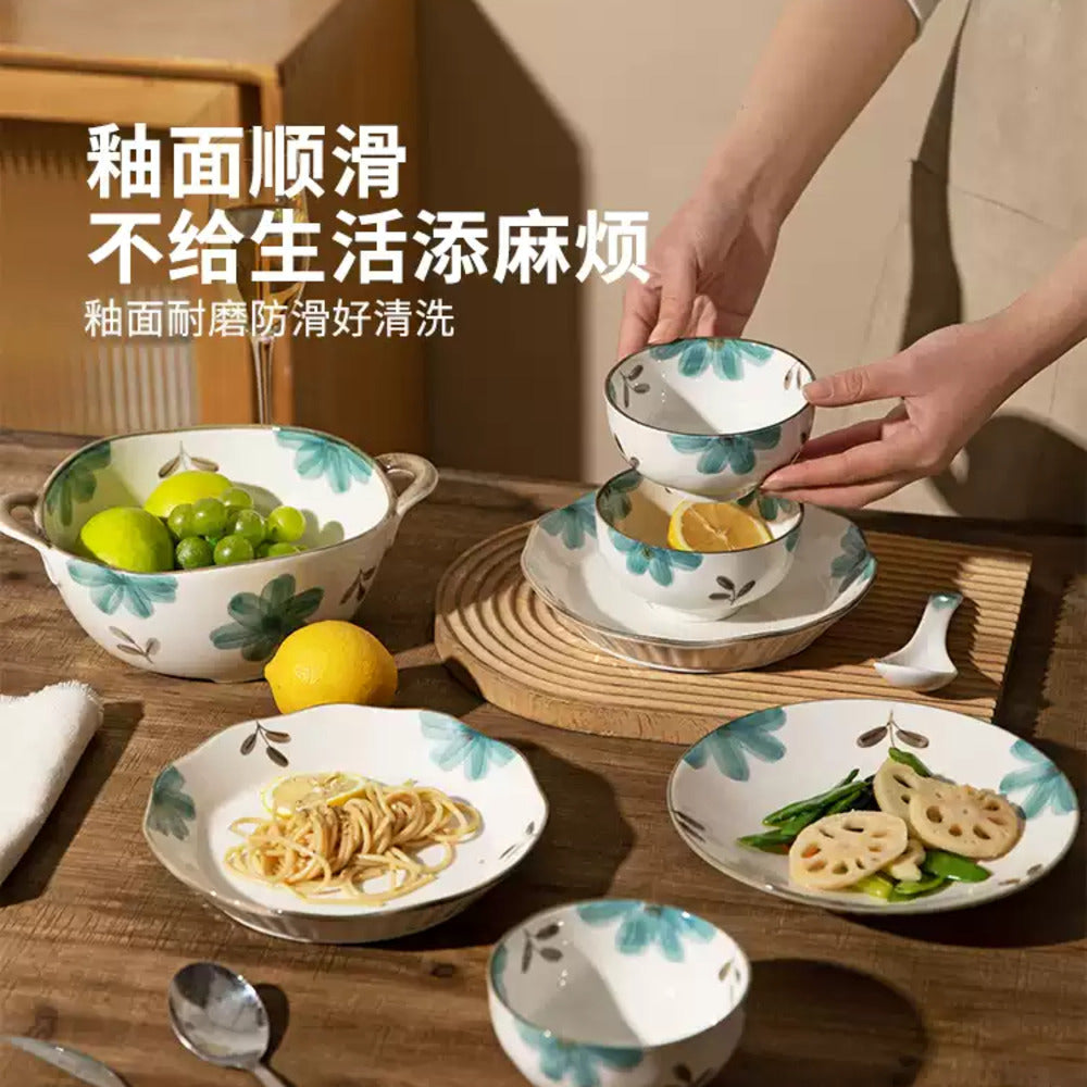 Modern-SweetHome-"Qingyuan"-8-Inch-Lotus-Leaf-Ceramic-Plate-–-Microwave,-Oven-&-Dishwasher-Safe-4